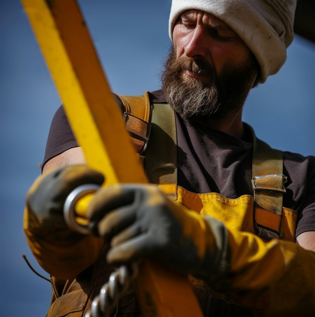 Portrait of a Danish harbor worker in work clothes and safety vest